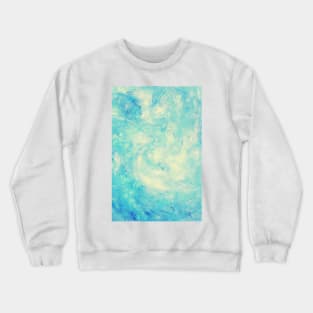 Turquoise and Cream Powder Splash Liquid Swirl Abstract Artwork Crewneck Sweatshirt